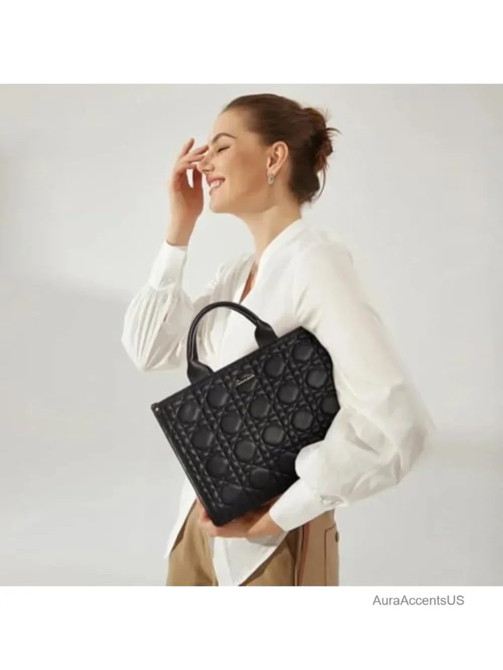 PU Leather Top Handle Handbag Purse with Shoulder Strap